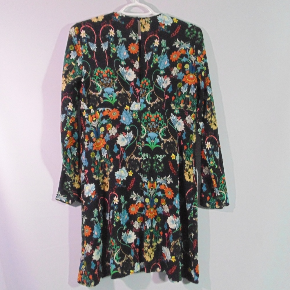 zara womens small dress Boho Floral Long Sleeve - Picture 2 of 4